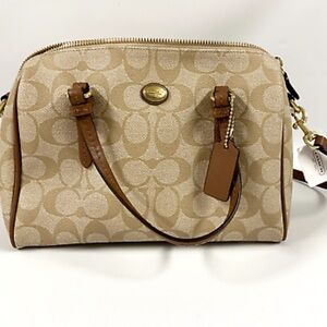 PEYTON SIGNATURE BENNETT MINI SATCHEL Light Khaki Saddle